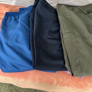 Three Casual Pull-On Fabletics Scrub pants, - Blue, Black, Olive 3X